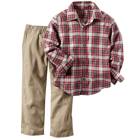 Carter's Newborn Plaid Shirt and Pants Set - Picture 1 of 6